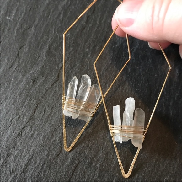 Beautiful gold quartz earrings - Picture 6 of 8